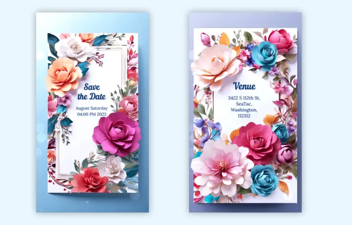 Minimalistic 3D Floral Wedding Invitation Instagram Story